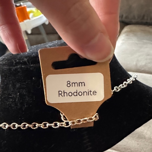 Authentic Rhodonite Bar Necklace - Picture 2 of 3